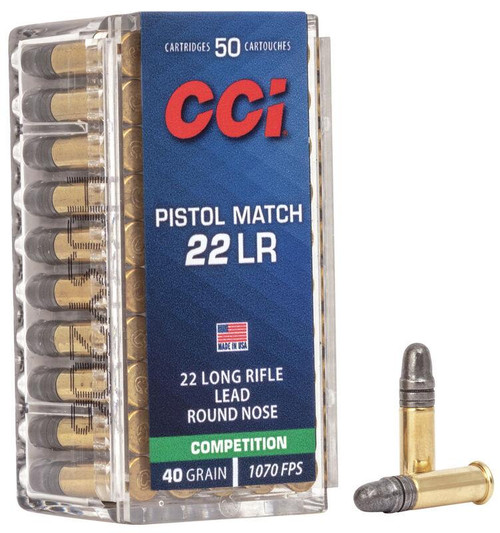CCI 0051 Competition Pistol Match 22 LR 40 gr Lead Round Nose (LRN) - 50rds