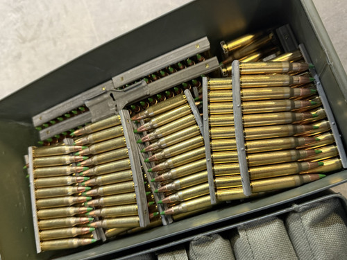 840 Rounds Surplus 5.56x45 NATO 62GR Green Tip On Stripper Clips in Can