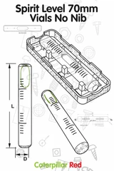 Fiala in vetro di ricambio per livella a bolla, senza pennino 70 mm x 11 mm