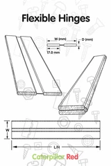 3x Clear 200 mm Acrylic Low Profile Flexible Living Hinges, Continuous
