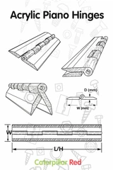 Clear Acrylic Spring Piano Hinge 300 mm x 45 mm, Continuous, with 2 Springs