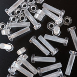 2x staffe a L, acrilico trasparente 2,5 mm + 8 bulloni M5