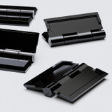 4x Black Acrylic Piano Hinges 45 mm x 38 mm, Continuous Plastic Hinges