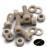 5x Natural PEEK Socket Head Screws & Bolts M6 x 20 mm, Nuts & Washers