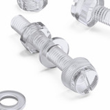 60x viti acriliche trasparenti zigrinate a taglio M6 x 40mm dadi e rondelle