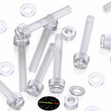 60x viti acriliche trasparenti zigrinate a taglio M6 x 40mm dadi e rondelle