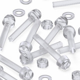 60x viti acriliche trasparenti zigrinate a taglio M6 x 40mm dadi e rondelle