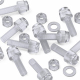 60x viti acriliche trasparenti zigrinate a taglio M5 x 16mm dadi e rondelle