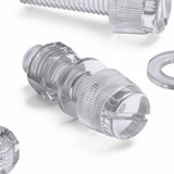 60x viti acriliche trasparenti zigrinate a taglio M5 x 16mm dadi e rondelle