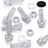 60x viti acriliche trasparenti zigrinate a taglio M5 x 16mm dadi e rondelle