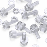 60x Clear Acrylic Slotted Knurled Thumbscrews M3 x 10 mm, Nuts & Washers