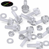 60x Clear Acrylic Slotted Knurled Thumbscrews M3 x 10 mm, Nuts & Washers