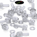 60x Clear Acrylic Slotted Knurled Thumbscrews M3 x 10 mm, Nuts & Washers