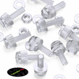 60x Clear Acrylic Slotted Knurled Thumbscrews M3 x 10 mm, Nuts & Washers