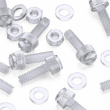 60x Clear Acrylic Slotted Knurled Thumbscrews M6 x 20 mm, Nuts & Washers
