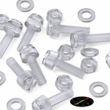 60x viti acriliche trasparenti zigrinate a taglio M6 x 20mm dadi e rondelle