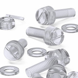 60x Clear Acrylic Slotted Knurled Thumbscrews M6 x 20 mm, Nuts & Washers