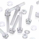 20x viti acriliche trasparenti zigrinate a taglio M6 x 40mm dadi e rondelle