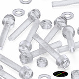 20x Clear Acrylic Slotted Knurled Thumbscrews M6 x 40 mm, Nuts & Washers