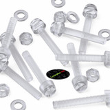 20x Clear Acrylic Slotted Knurled Thumbscrews M6 x 40 mm, Nuts & Washers