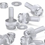 60x Clear Acrylic Slotted Knurled Thumbscrews M4 x 12 mm, Nuts & Washers