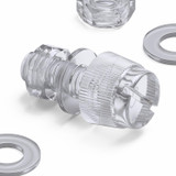 60x viti acriliche trasparenti zigrinate a taglio M4 x 12mm dadi e rondelle
