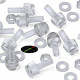 60x viti acriliche trasparenti zigrinate a taglio M4 x 12mm dadi e rondelle