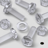 60x Clear Acrylic Pan Head Plastic Screws & Bolts M6 x 20 mm, Nuts & Washers