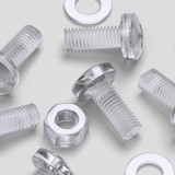 30x Clear Acrylic Pan Head Plastic Screws & Bolts M8 x 20 mm, Nuts & Washers