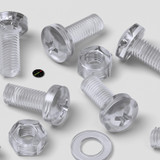 30x Clear Acrylic Pan Head Plastic Screws & Bolts M8 x 20 mm, Nuts & Washers