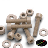 5x Natural PEEK Socket Head Screws & Bolts M4 x 20 mm, Nuts & Washers