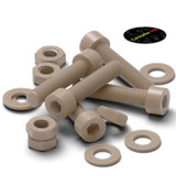 5x Natural PEEK Socket Head Screws & Bolts M4 x 20 mm, Nuts & Washers