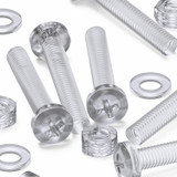 60x Clear Acrylic Pan Head Plastic Screws & Bolts M6 x 40 mm, Nuts & Washers
