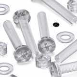 60x Clear Acrylic Pan Head Plastic Screws & Bolts M6 x 40 mm, Nuts & Washers