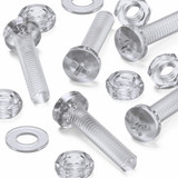 20x Clear Acrylic Pan Head Plastic Screws & Bolts M4 x 20 mm, Nuts & Washers