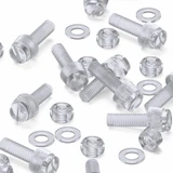 20x Clear Acrylic Slotted Knurled Thumbscrews M5 x 16 mm, Nuts & Washers