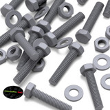 50x Grey PVC Hex Head Plastic Screws & Bolts M4 x 20 mm, Nuts & Washers