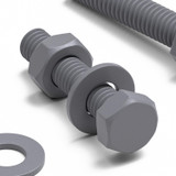 50x viti esagonali grigie in PVC M4 x 20 mm, dadi e rondelle