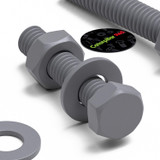 50x viti esagonali grigie in PVC M4 x 20 mm, dadi e rondelle