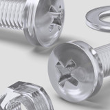 30x Clear Acrylic Pan Head Plastic Screws & Bolts M8 x 40 mm, Nuts & Washers