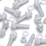 20x Clear Acrylic Slotted Knurled Thumbscrews M6 x 20 mm, Nuts & Washers