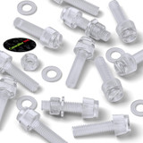 20x viti acriliche trasparenti zigrinate a taglio M6 x 20mm dadi e rondelle