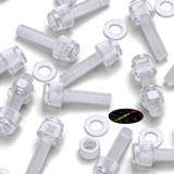 20x Clear Acrylic Slotted Knurled Thumbscrews M6 x 20 mm, Nuts & Washers