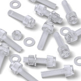 20x viti acriliche trasparenti zigrinate a taglio M6 x 20mm dadi e rondelle