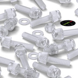 20x Clear Acrylic Slotted Knurled Thumbscrews M6 x 20 mm, Nuts & Washers