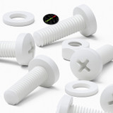 50x White PP Pan Head Plastic Screws & Bolts M6 x 20 mm, Nuts & Washers