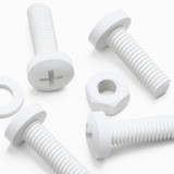 50x White PP Pan Head Plastic Screws & Bolts M6 x 20 mm, Nuts & Washers
