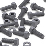 50x Grey PVC Hex Head Plastic Screws & Bolts M6 x 20 mm, Nuts & Washers