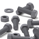 50x Grey PVC Hex Head Plastic Screws & Bolts M6 x 20 mm, Nuts & Washers