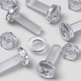 20x Clear Acrylic Pan Head Plastic Screws & Bolts M6 x 20 mm, Nuts & Washers